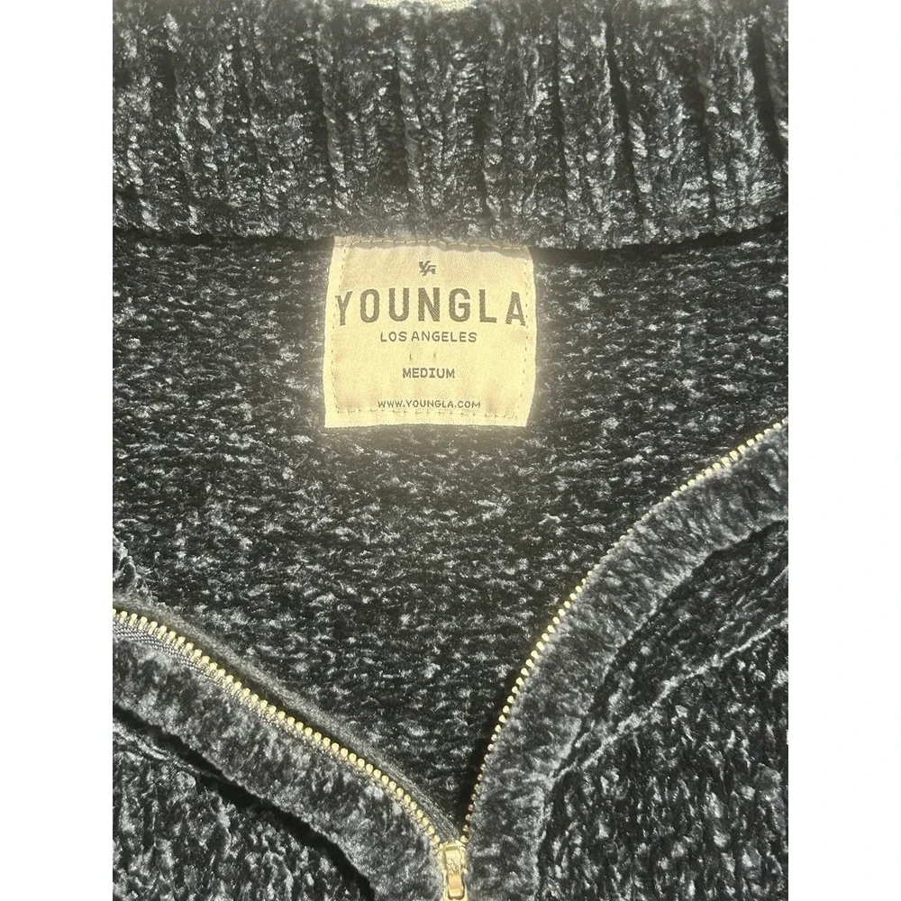 YOUNGLA Women's Navy Blue‎ 1/4 Zip Pullover Sweater Size L Boxy Casual Stretch